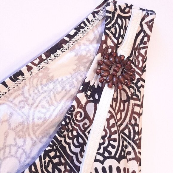 3/$20 NEW Kris Line Strappy Bikini Bottom Wood Accent Boho Tribal Medallion - Picture 2 of 8